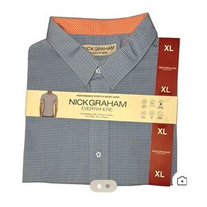 Nick Graham Men's Everywhere Short Sleeve Printed Shirt Size XL Blue